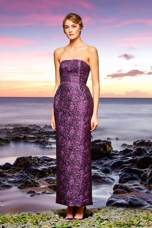 Flowered Jacquard Boxy Long Dress