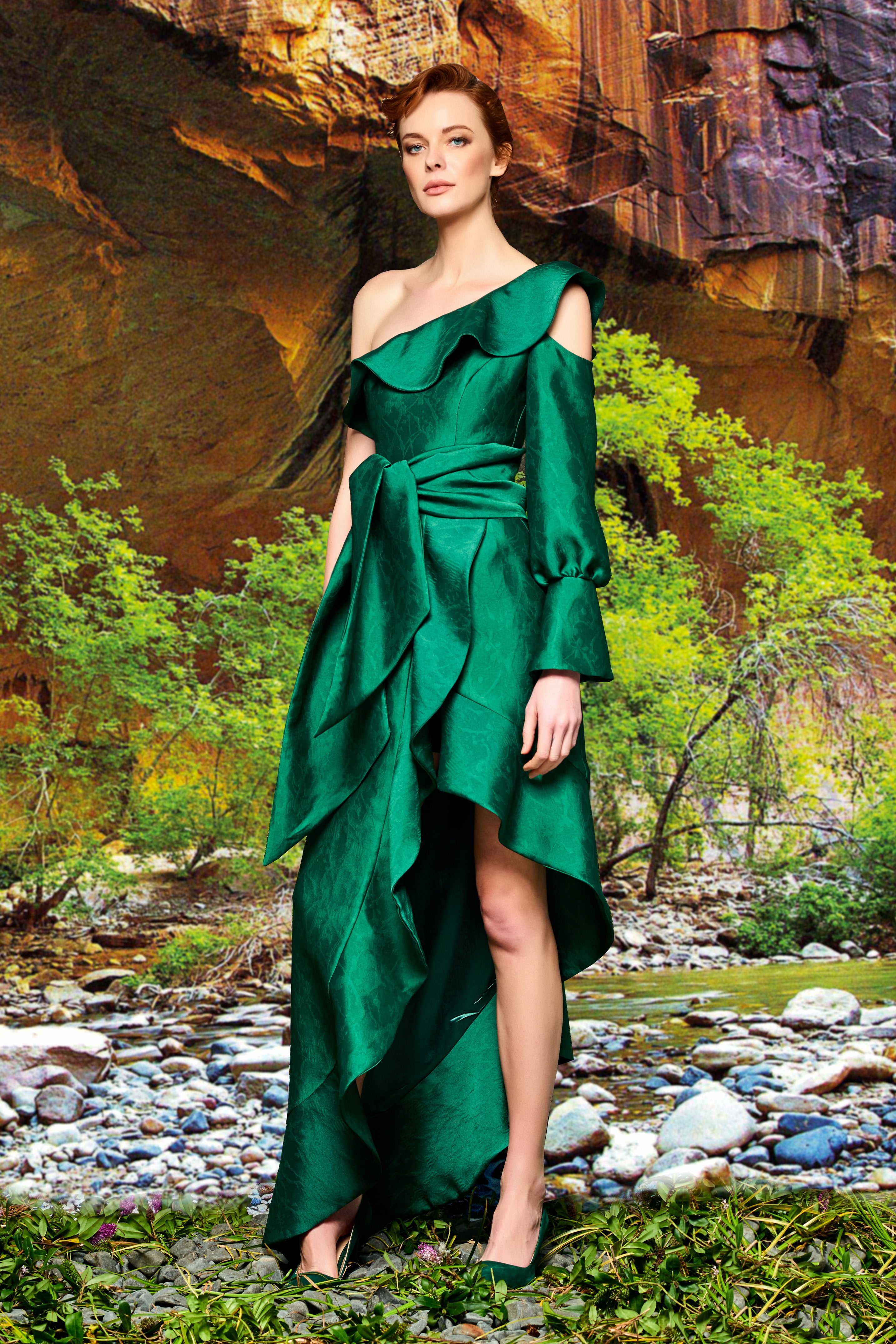 asymmetric jacquard dress Asymmetric Button Detailed Metallic Crinkled Jacquard Dress