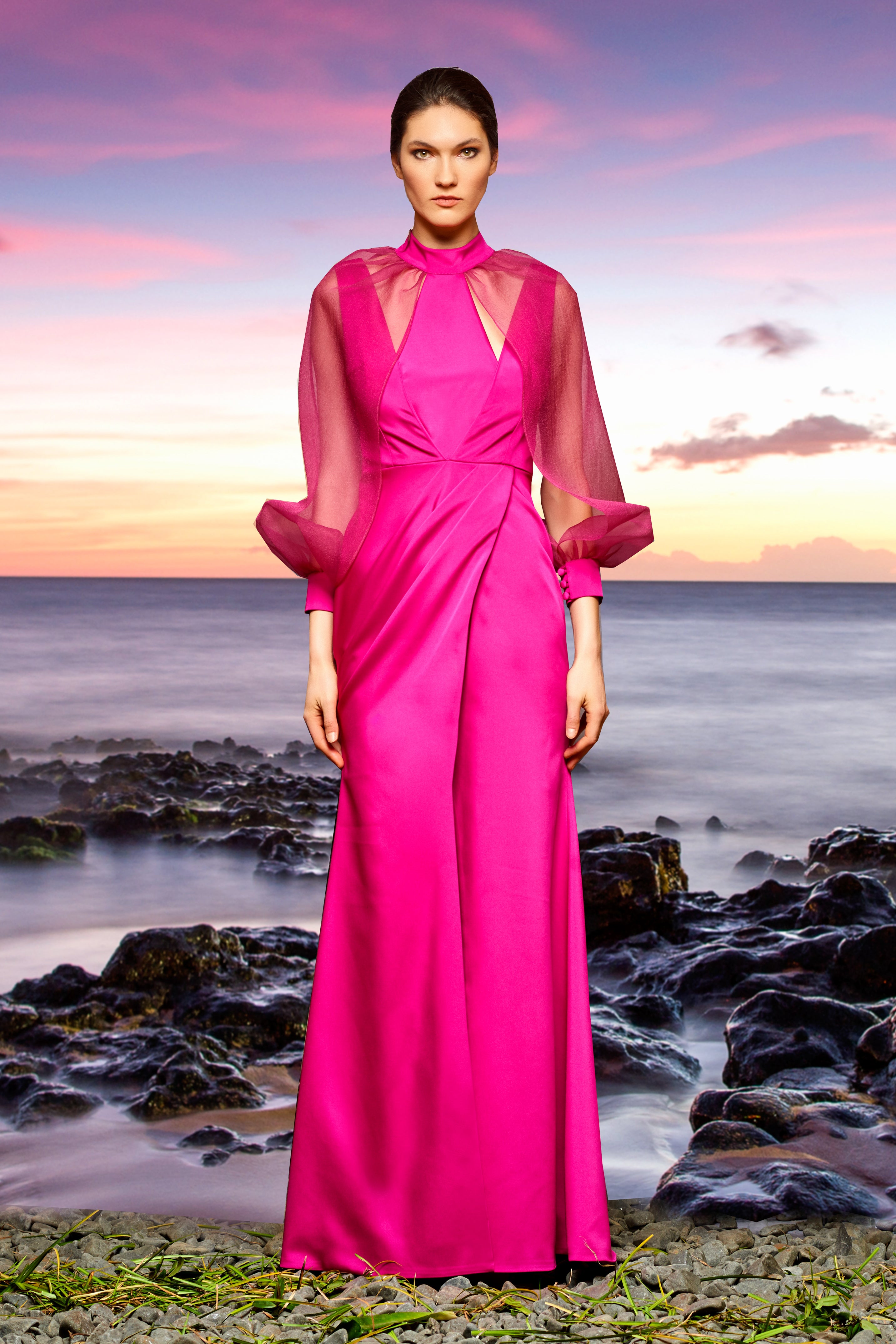 pink organza sleeve dress Pink Dress With Organza Sleeves