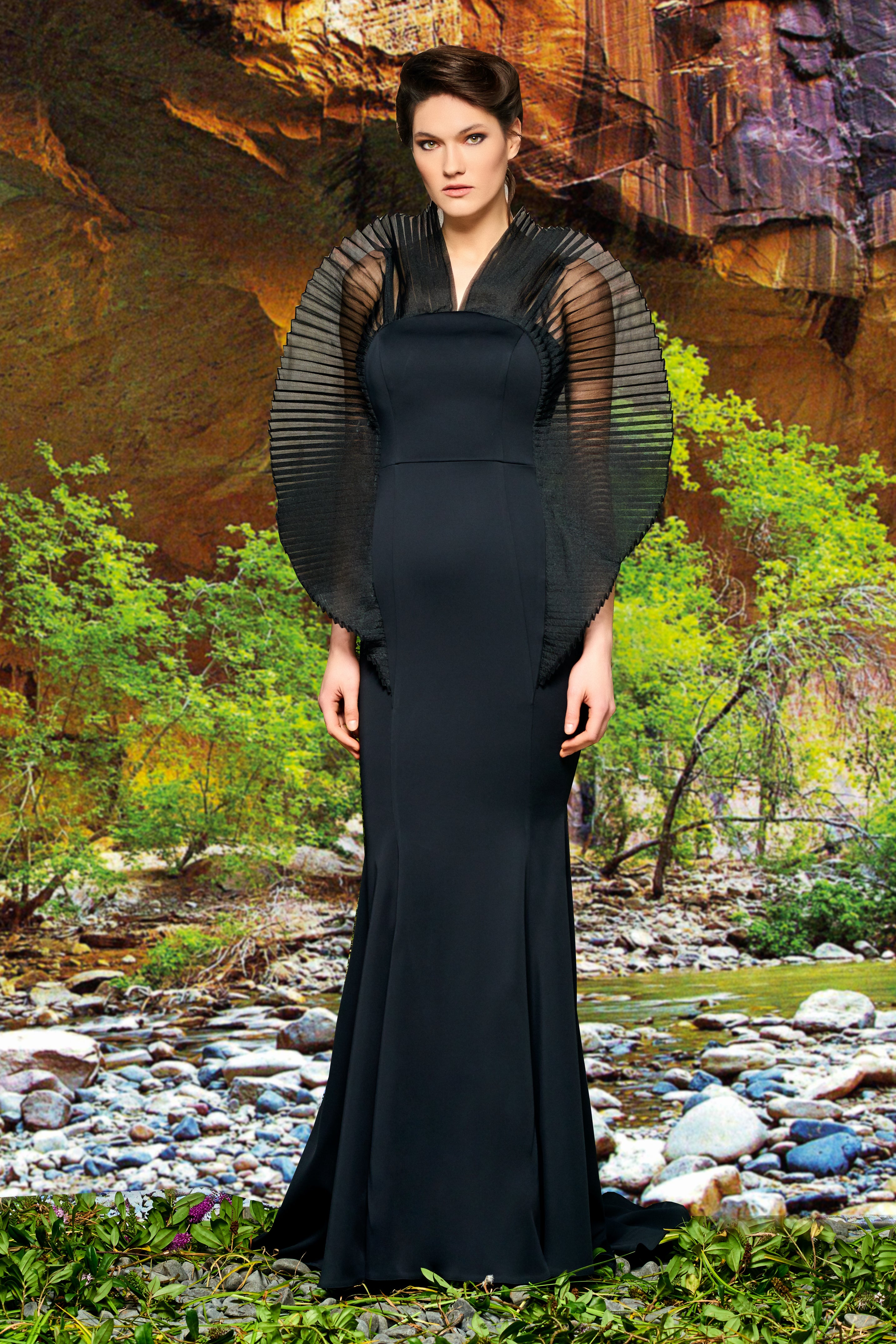 Organza Pleat Detailed Double-Faced Viscose Long Dress John Paul Ataker Organza Pleat Detailed Double-Faced Viscose Long Dress John Paul Ataker