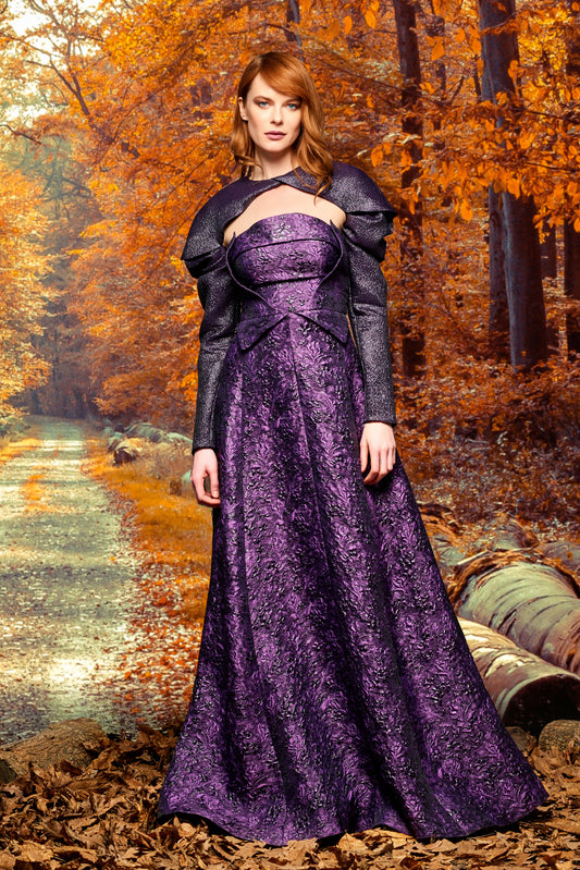 Removable Jacquard Bolero and Structured Jacquard Gown