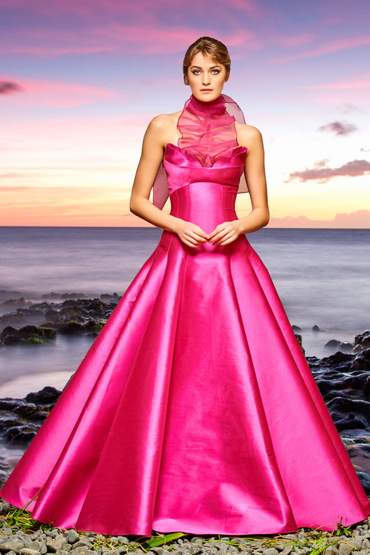 Ruffled Organza Gown