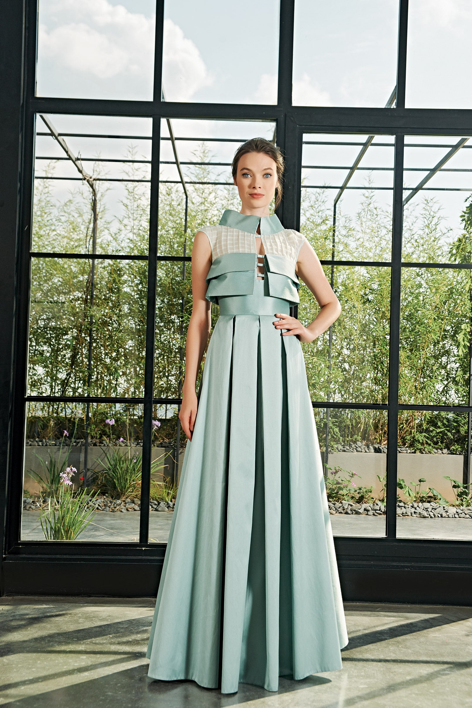 structured pleated dress Pleated Organza Short Dress