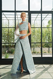 One-Sleeve Flowered Jacquard Crop Top and Jacquard Asymmetric Skirt
