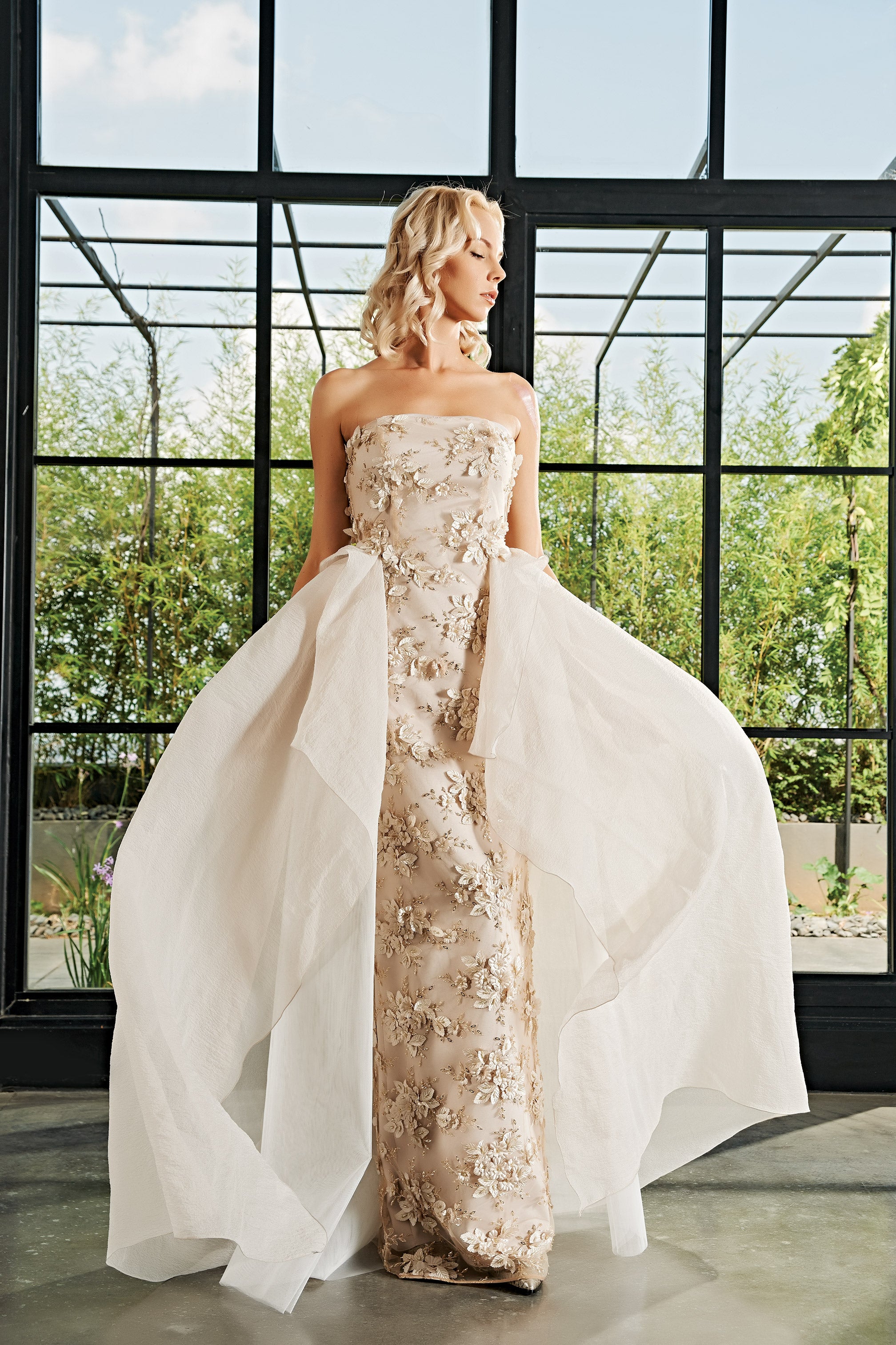Embroideried Long Dress with Soft Organza Overskirt John Paul Ataker Embroideried Long Dress with Soft Organza Overskirt John Paul Ataker