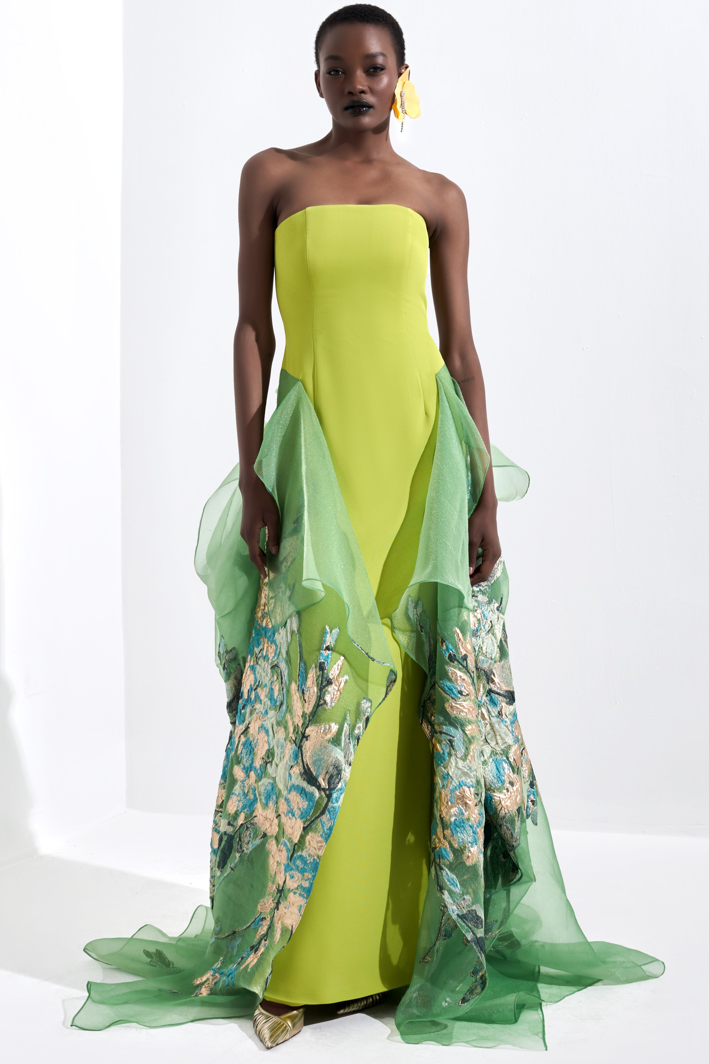 Metallic Floral Jacquard Train Gown John Paul Ataker Metallic Floral Jacquard Train Gown John Paul Ataker