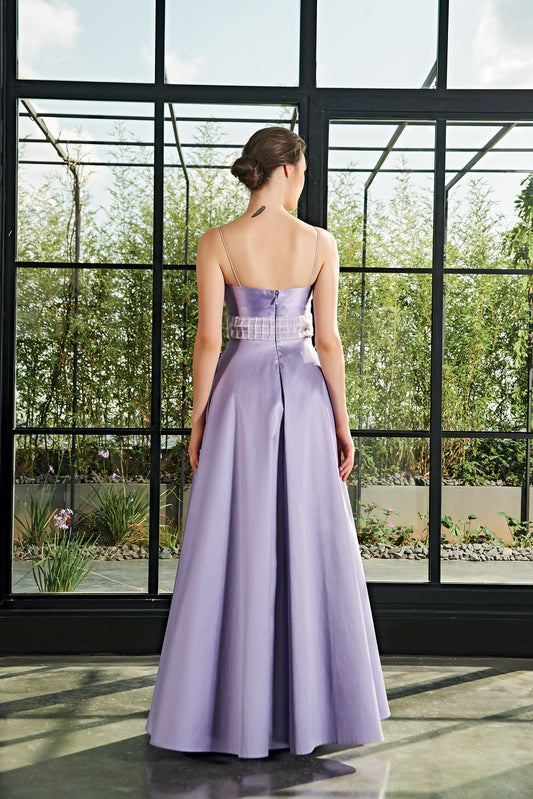 Draped Pleat Organza and Taffeta Gown