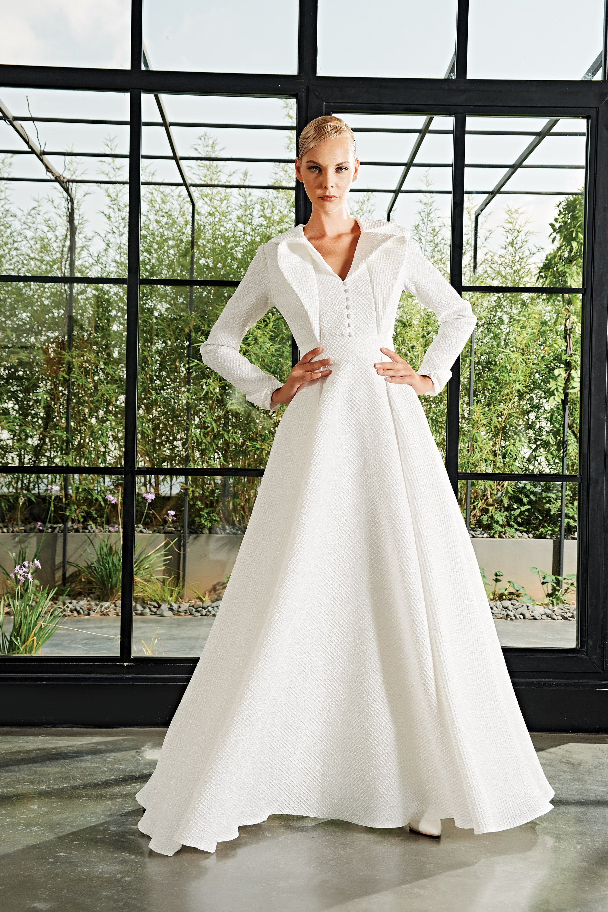 Structured Collar Detail Long Dress Structured Collar Detail Long Dress