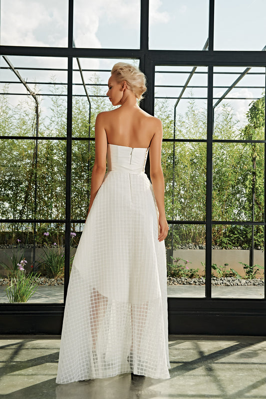 Special Pleat Organza and Taffeta Gown with Panels