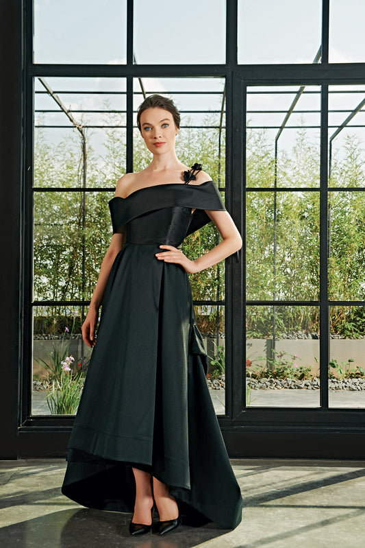 Draped Back Detailed Gown