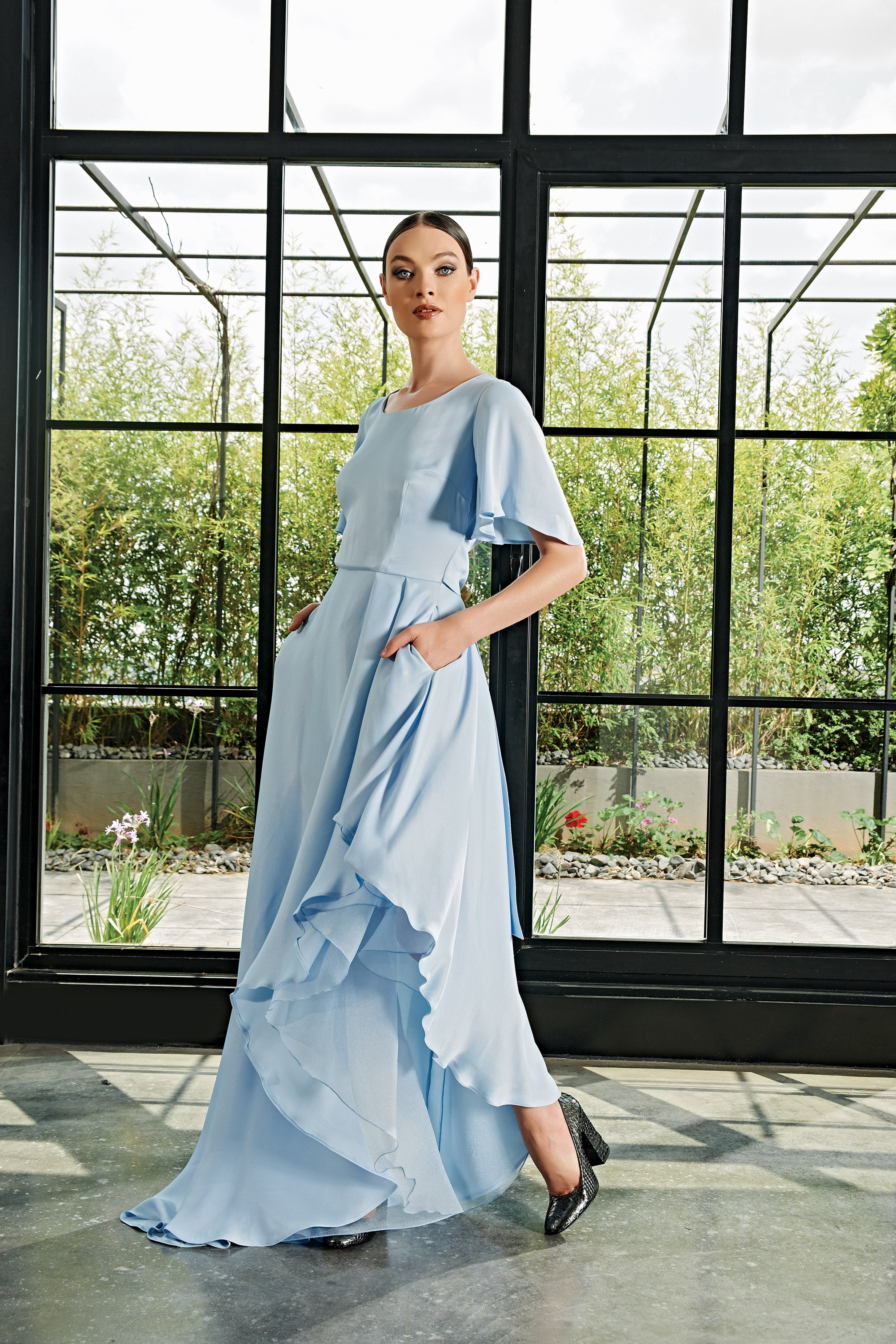 Asymmetric Detailed Long Dress Asymmetric Detailed Long Dress