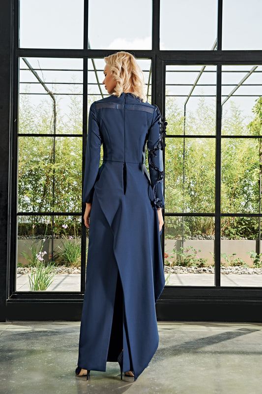 3D Flower Embellished Long Dress