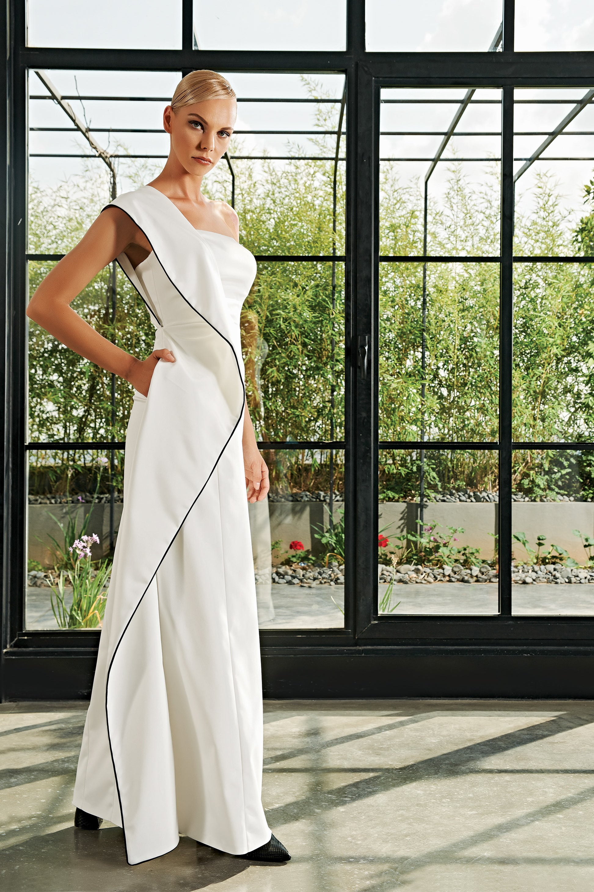 Piping Detailed Long Dress Piping Detailed Long Dress