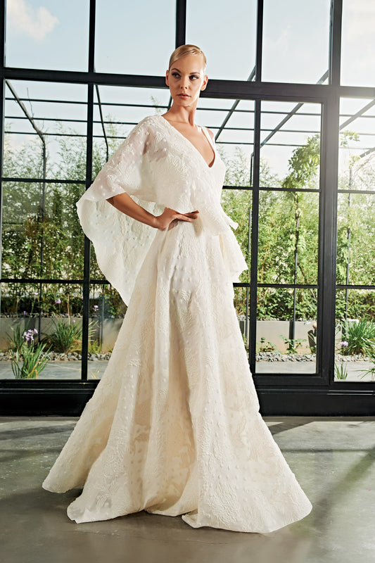 Layered Big Flower Fil-Coupe Long Dress