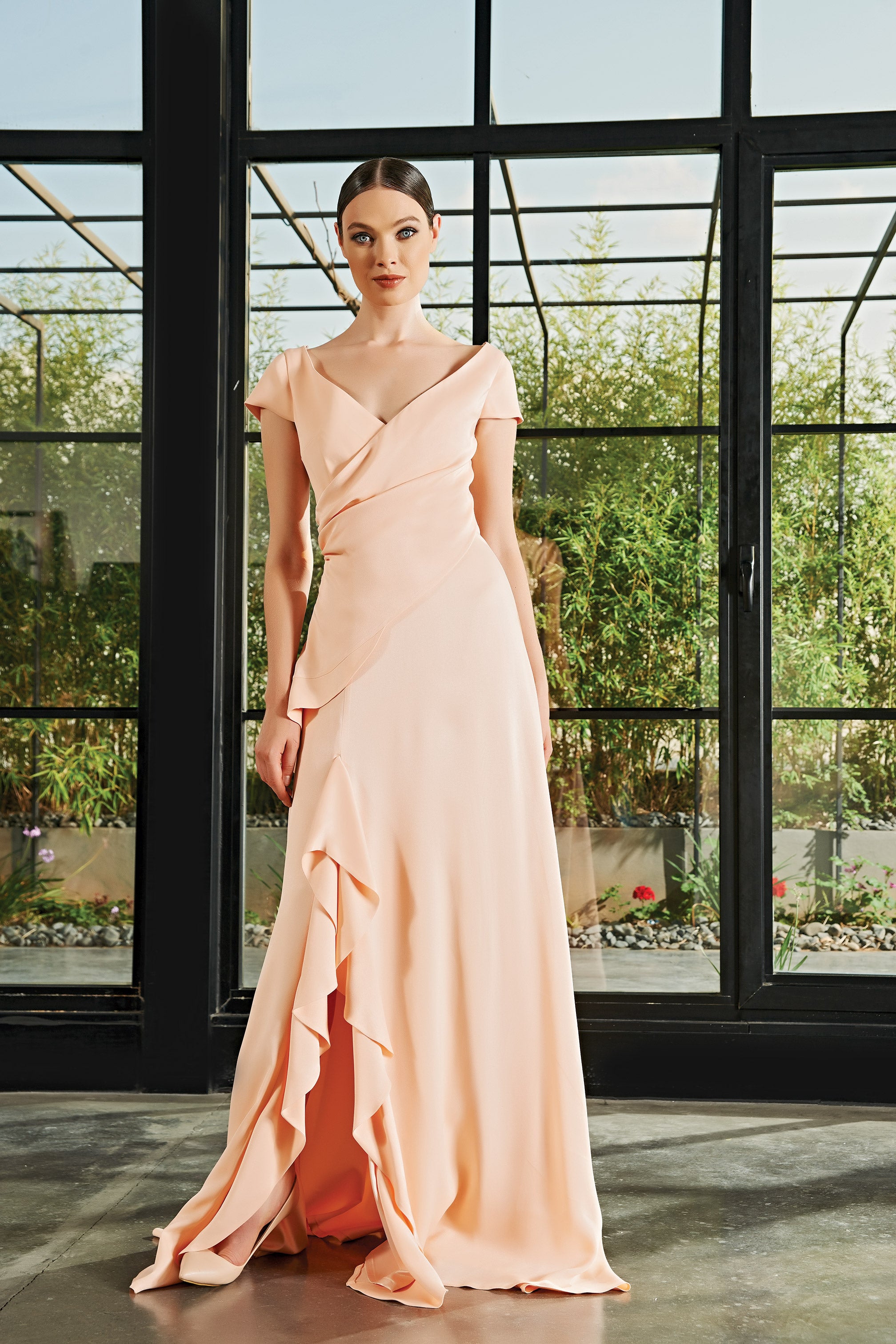Draped Viscose Satin Long Dress Draped Viscose Satin Long Dress