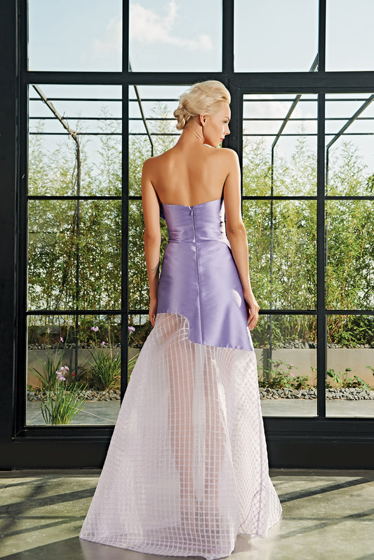Special Pleat Organza and Taffeta Gown