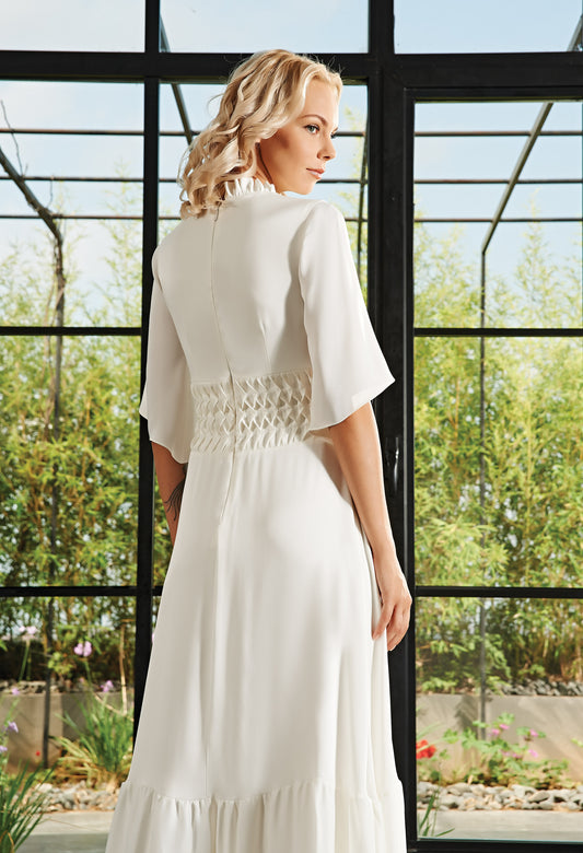 Pleated Waistband Long Dress