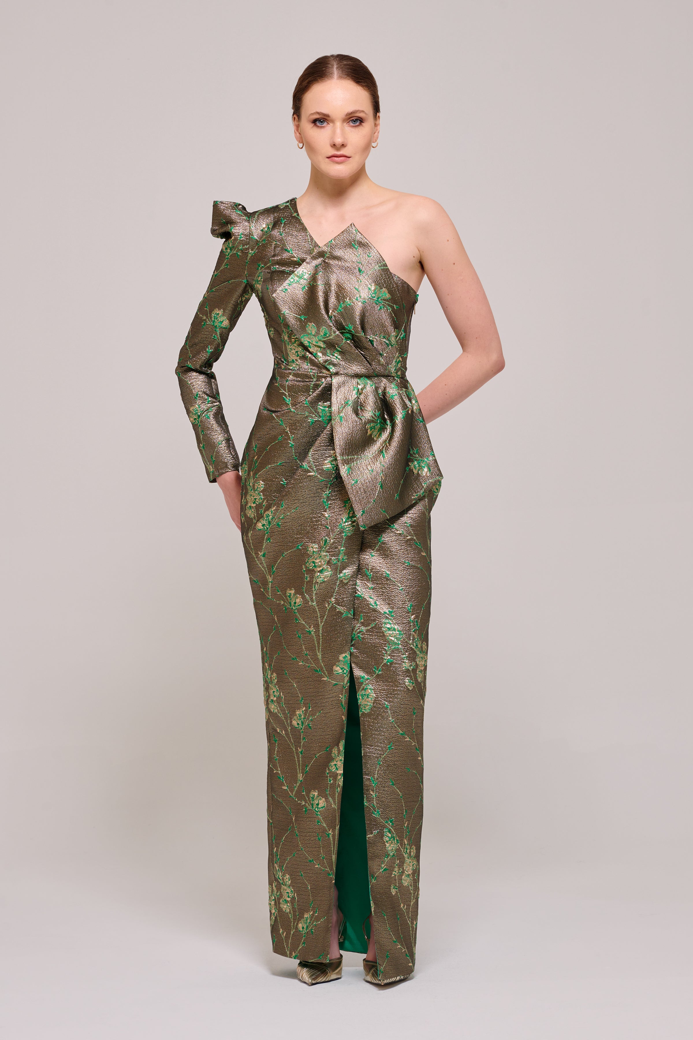 One Shoulder Bow Details Long Dress One Shoulder Bow Details Long Dress