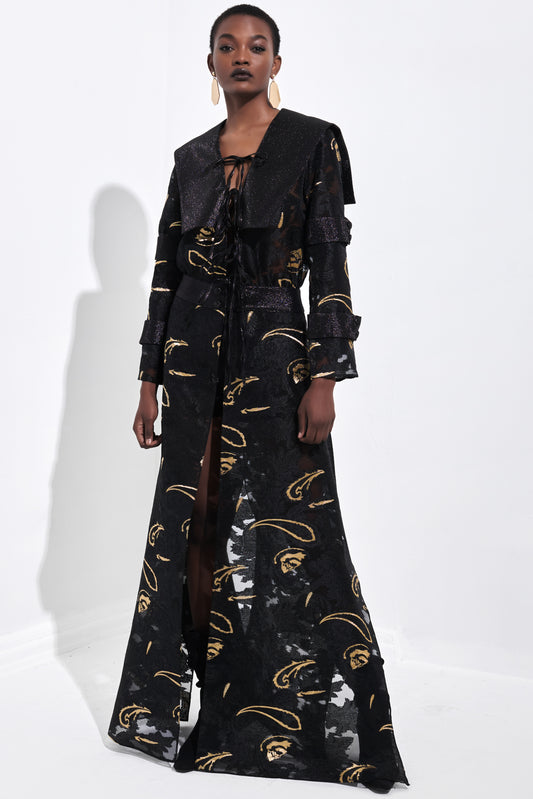 Jacquard Long Top with Metallic Stretch Short