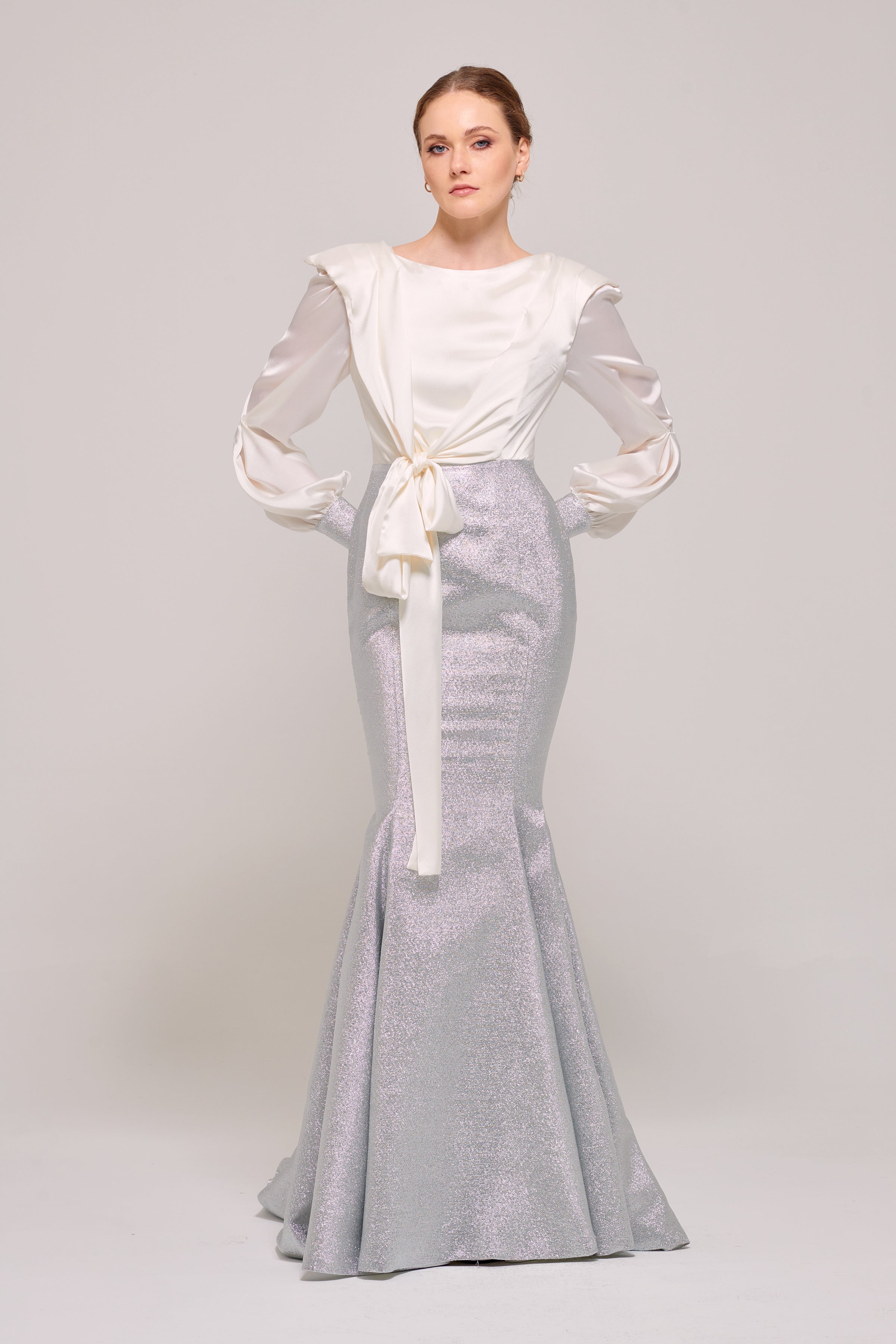 cream mermaid dress Lace Halo Midi