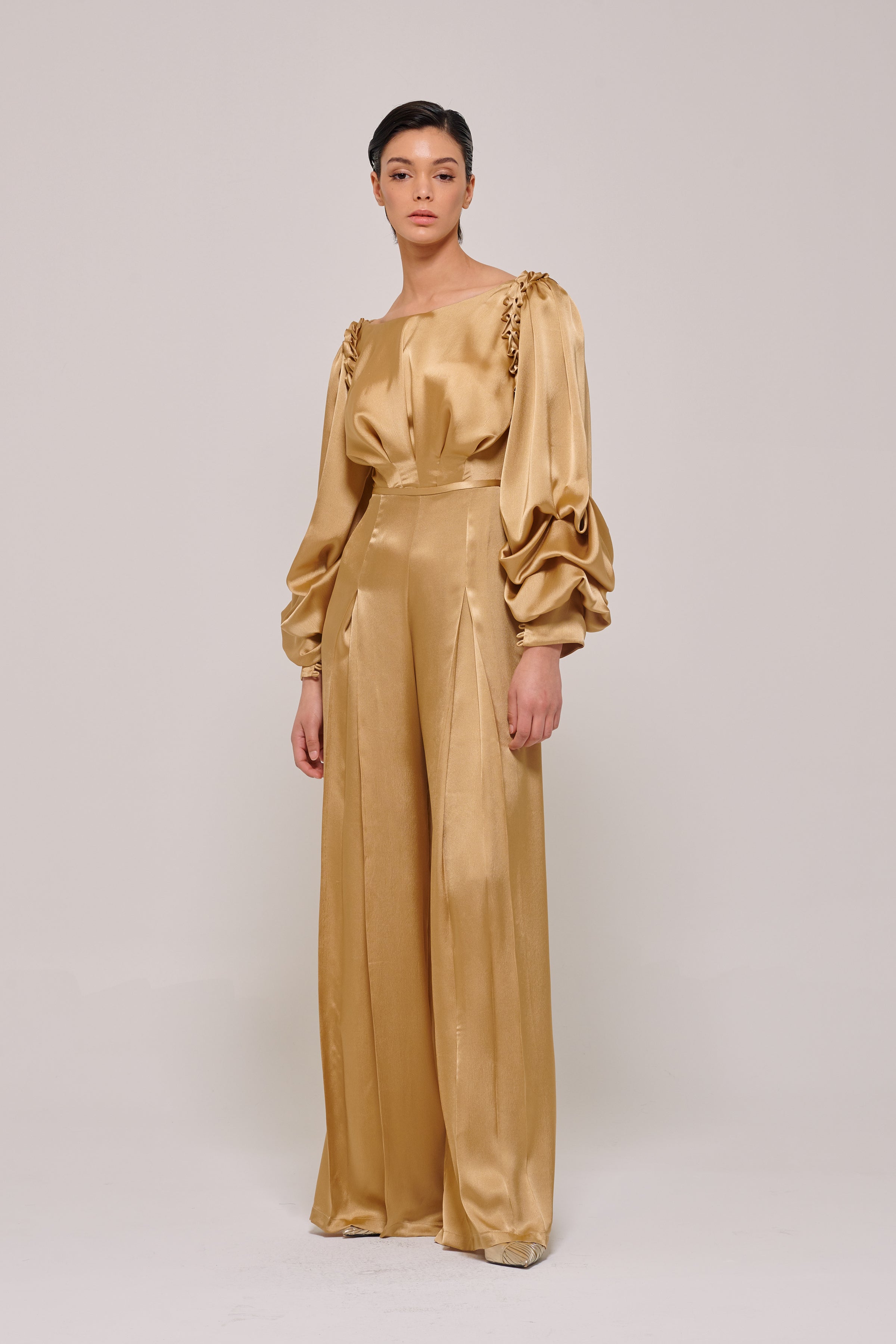 satin jumpsuit dress Jill Satin Bridesmaid Jumpsuit