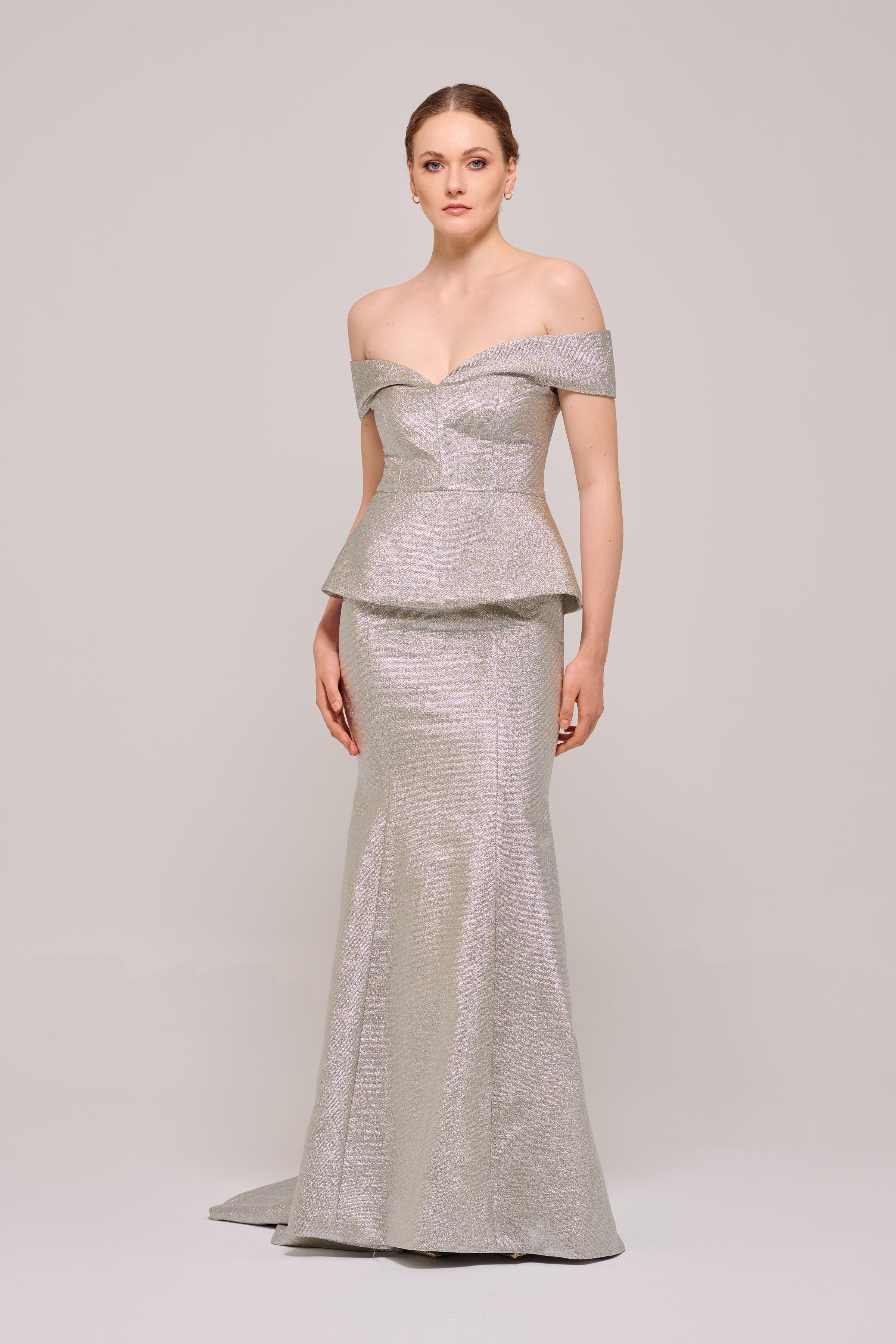 Peplum Detailed Off The Shoulder Long Gown John Paul Ataker Peplum Detailed Off The Shoulder Long Gown John Paul Ataker