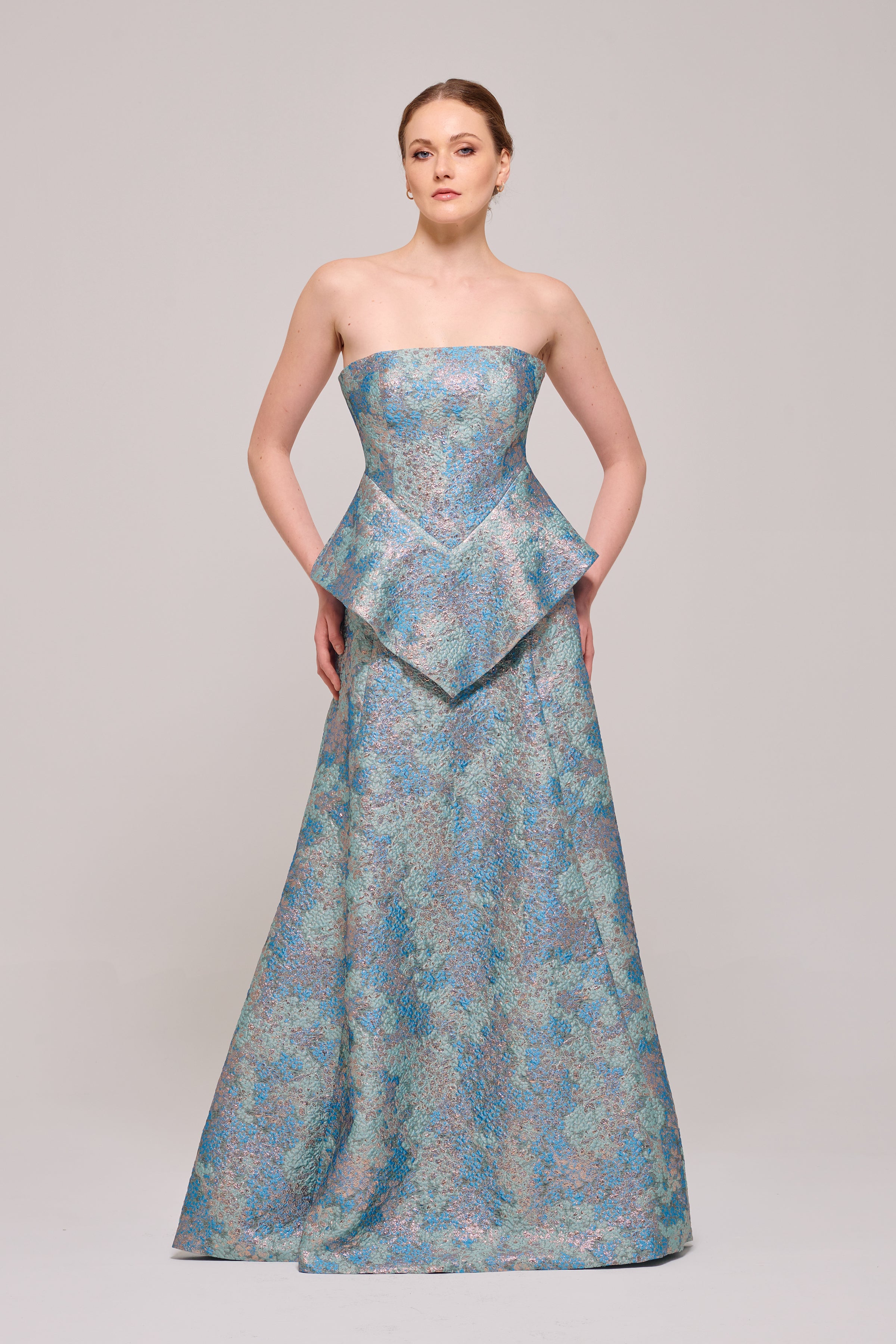 Asymmetric Peplum Detail Floral Embroidery Long Gown John Paul Ataker Asymmetric Peplum Detail Floral Embroidery Long Gown John Paul Ataker
