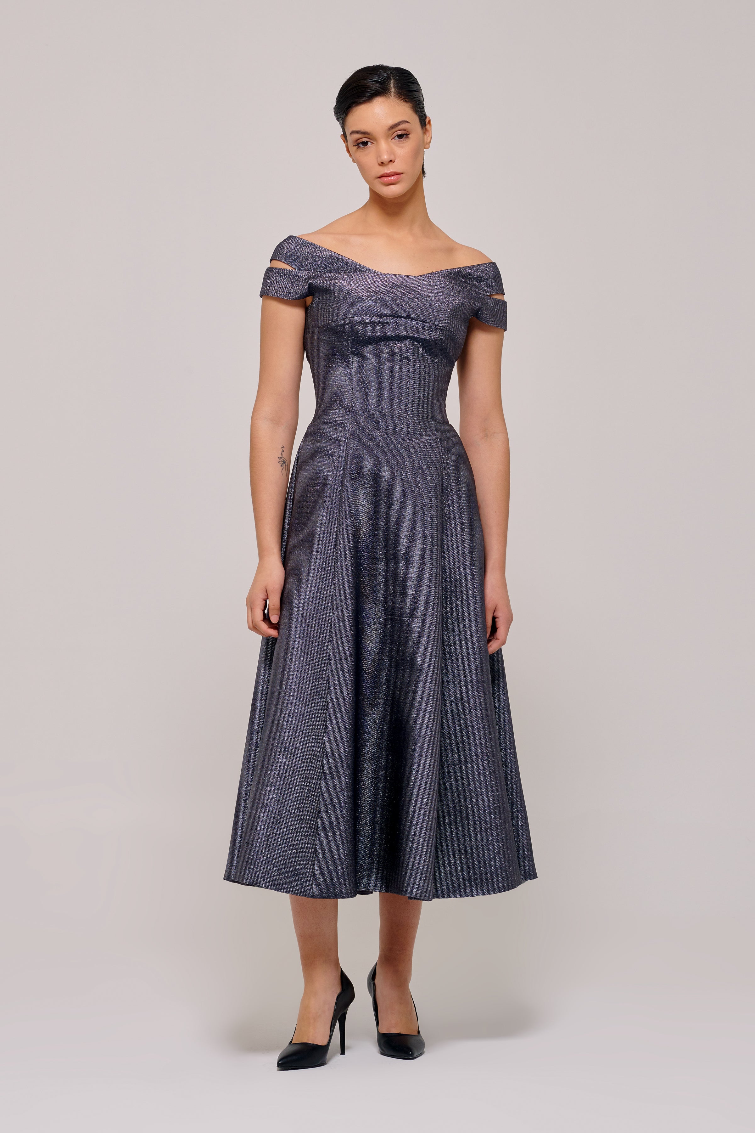 Charcoal Off The Shoulder Midi Dress John Paul Ataker Charcoal Off The Shoulder Midi Dress John Paul Ataker