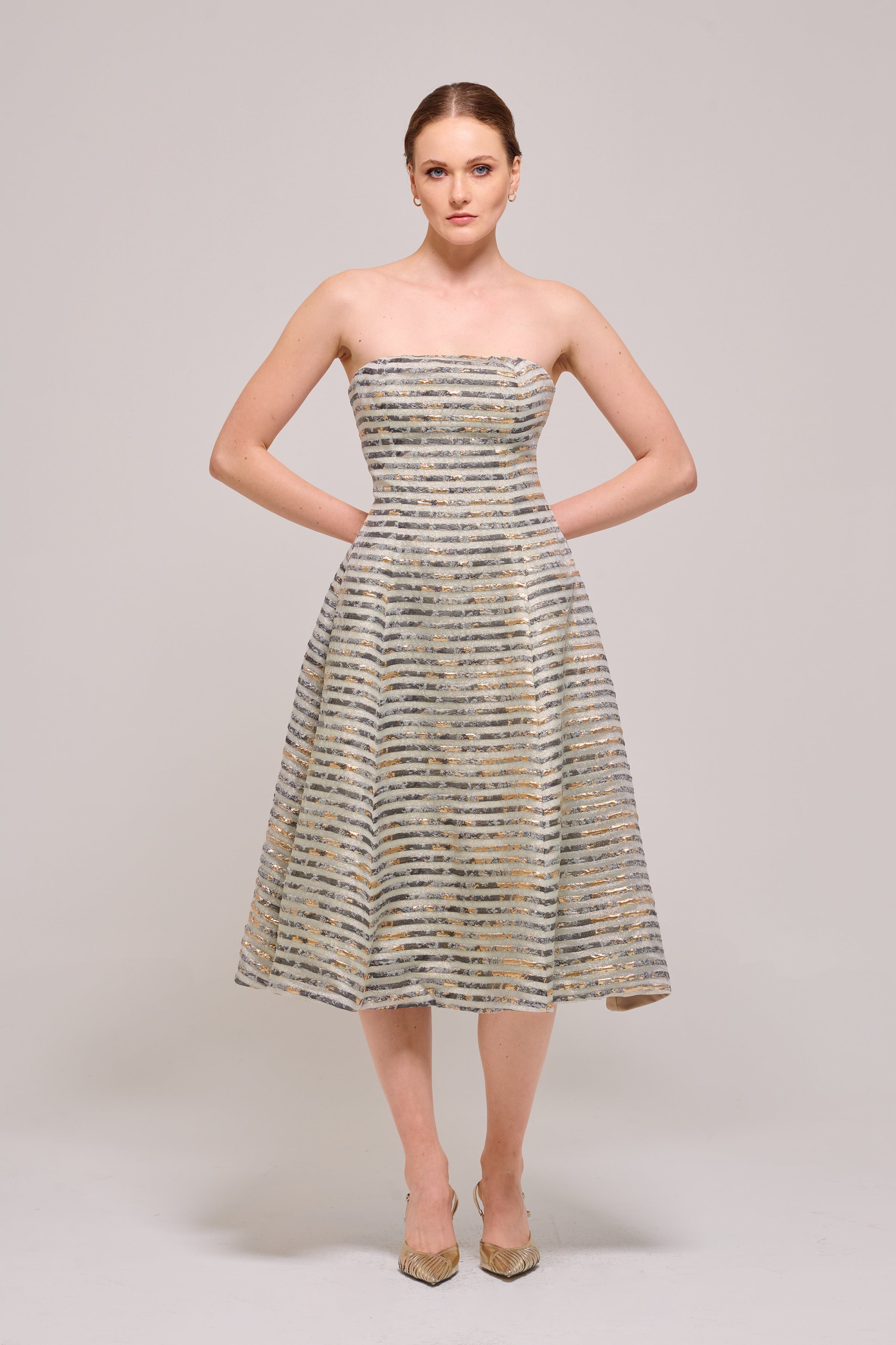 Midi Length Organza and Jacquard Dress John Paul Ataker Midi Length Organza and Jacquard Dress John Paul Ataker
