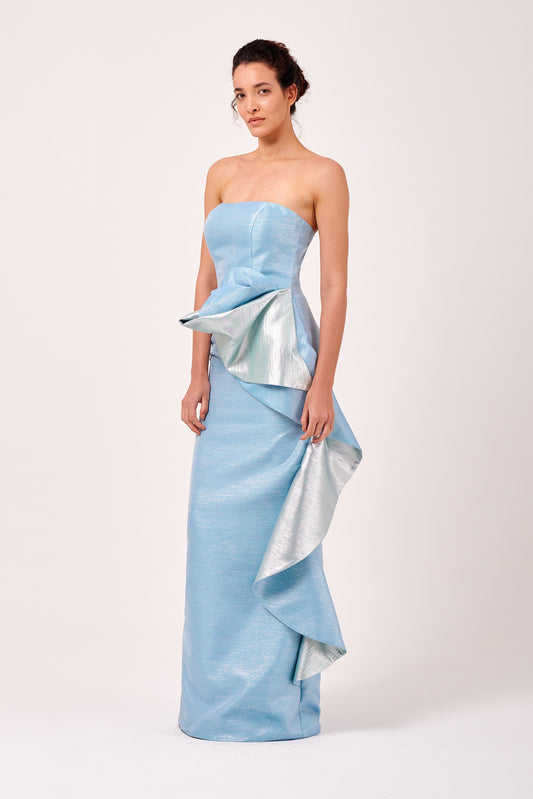 Strapless Layered Two Tone Long Dress