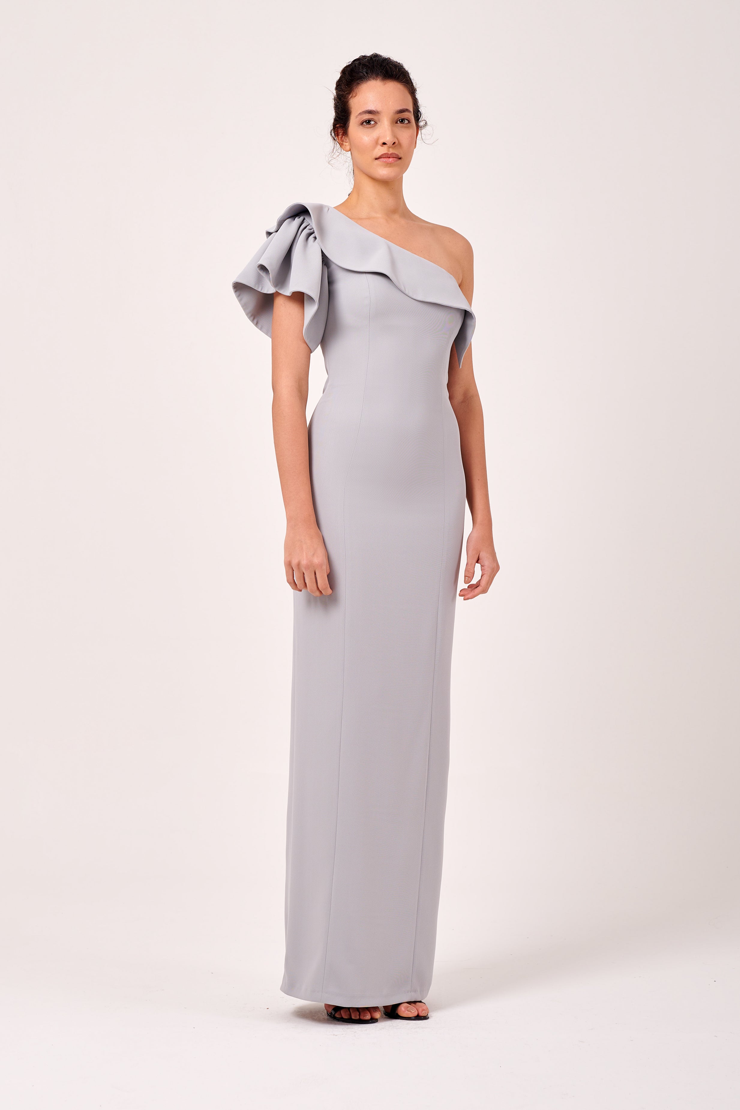 A Romantic One Shoulder Maxi with A Gentle Ruffle and Flattering Fit John Paul Ataker A Romantic One Shoulder Maxi with A Gentle Ruffle and Flattering Fit John Paul Ataker