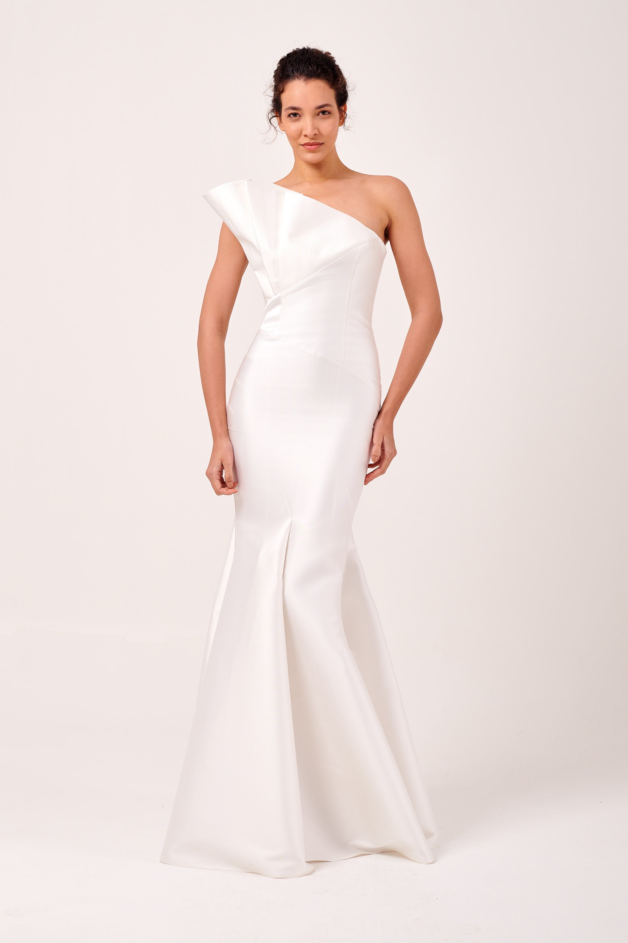 fan pleated dress Goddiva One Shoulder Pleated Fan Midi Dress