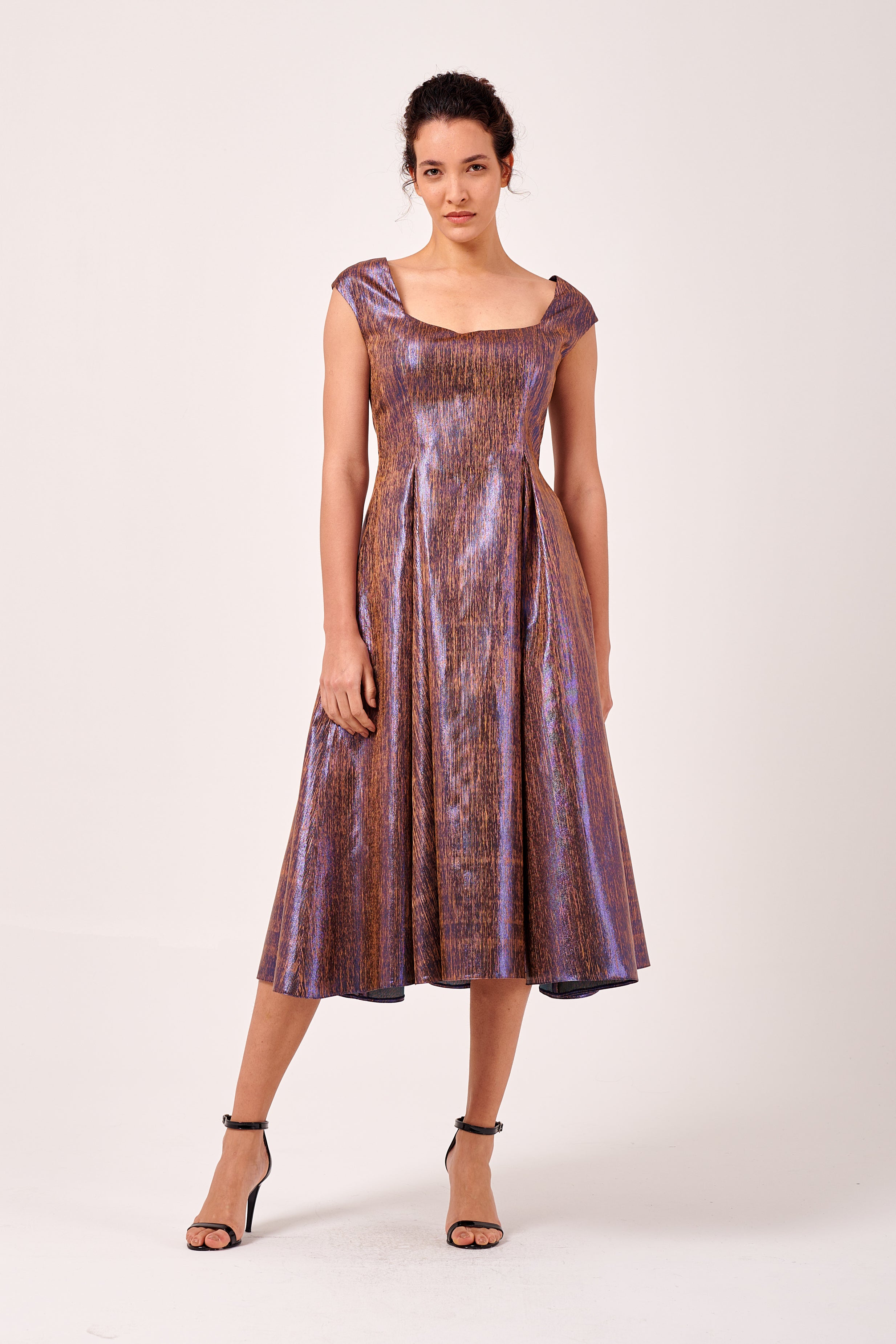 Square Neckline Fit and Flare Silhouette Midi Length Dress John Paul Ataker Square Neckline Fit and Flare Silhouette Midi Length Dress John Paul Ataker