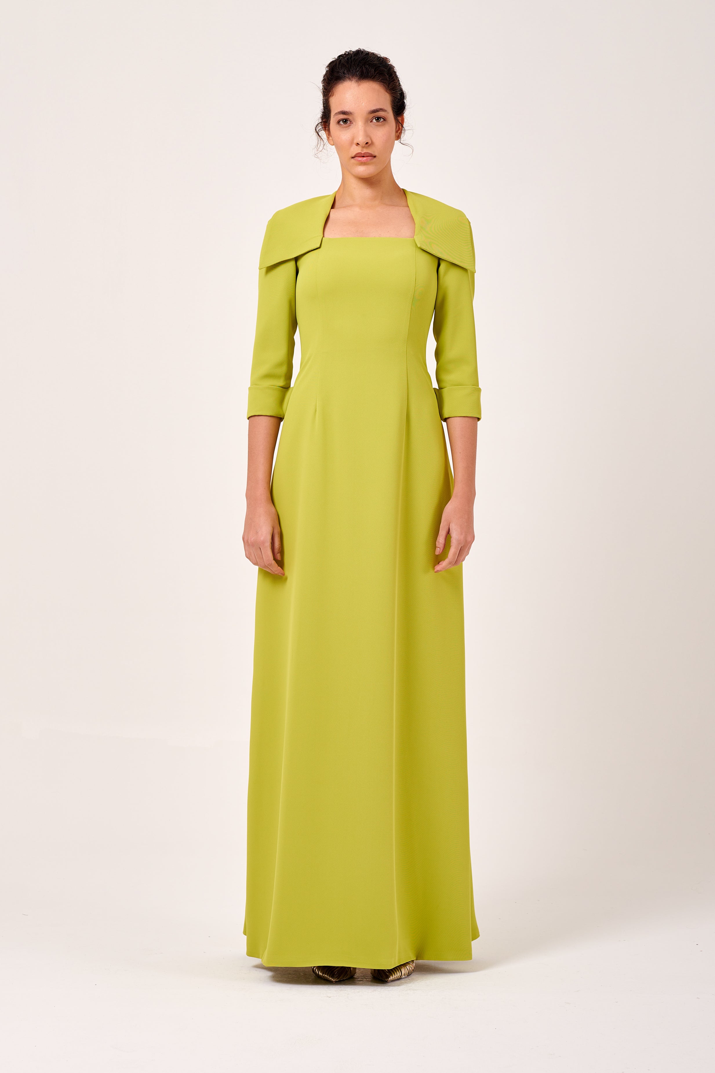 Square Neckline Long Sleeve Column Dress Square Neckline Long Sleeve Column Dress