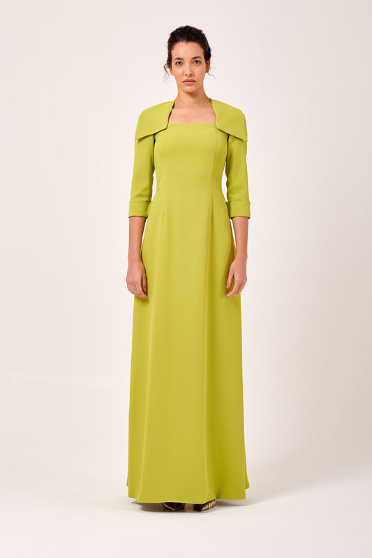 Square Neckline Long Sleeve Column Dress