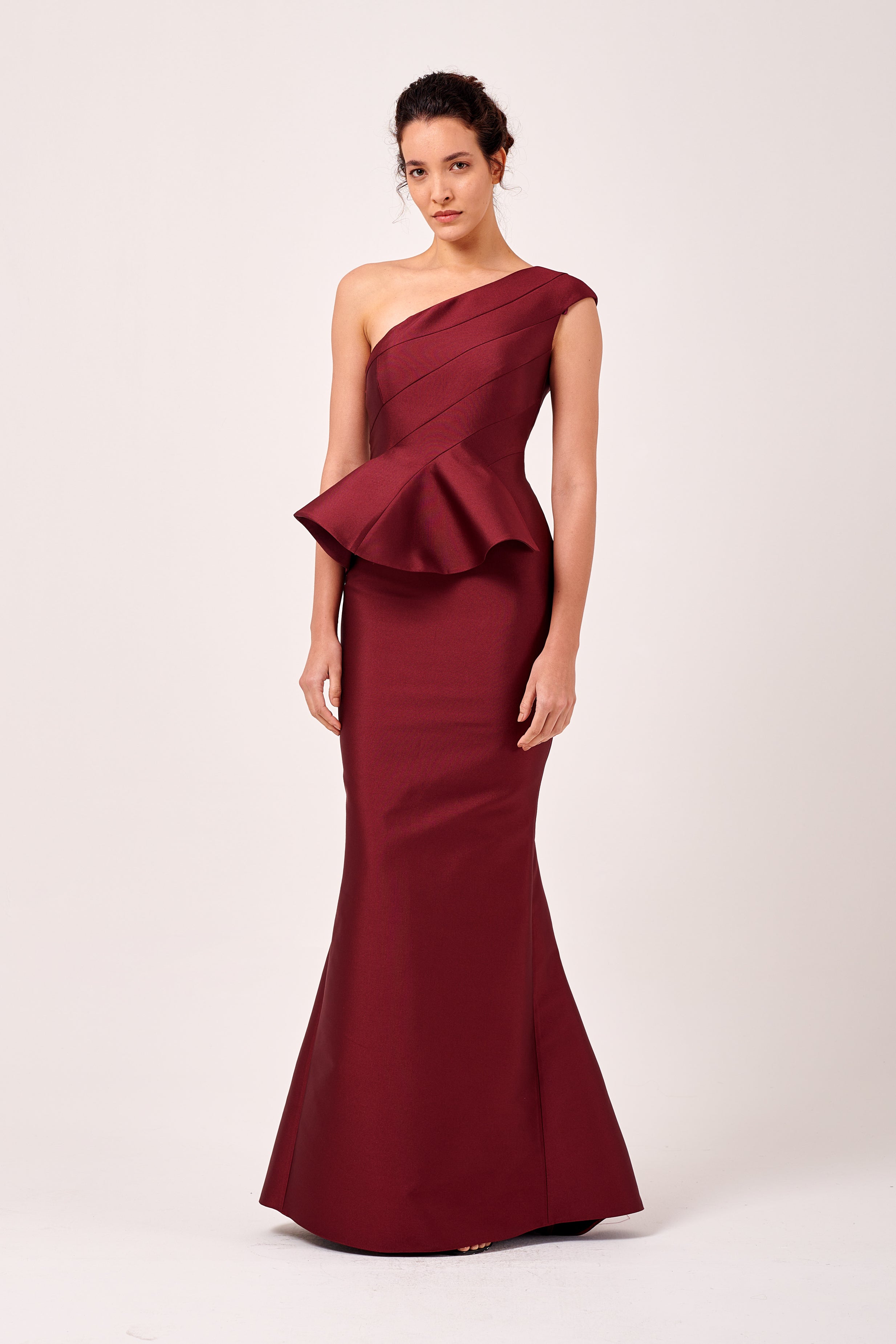 One Asymmetric Shoulder Peplum Detail Long Dress John Paul Ataker One Asymmetric Shoulder Peplum Detail Long Dress John Paul Ataker