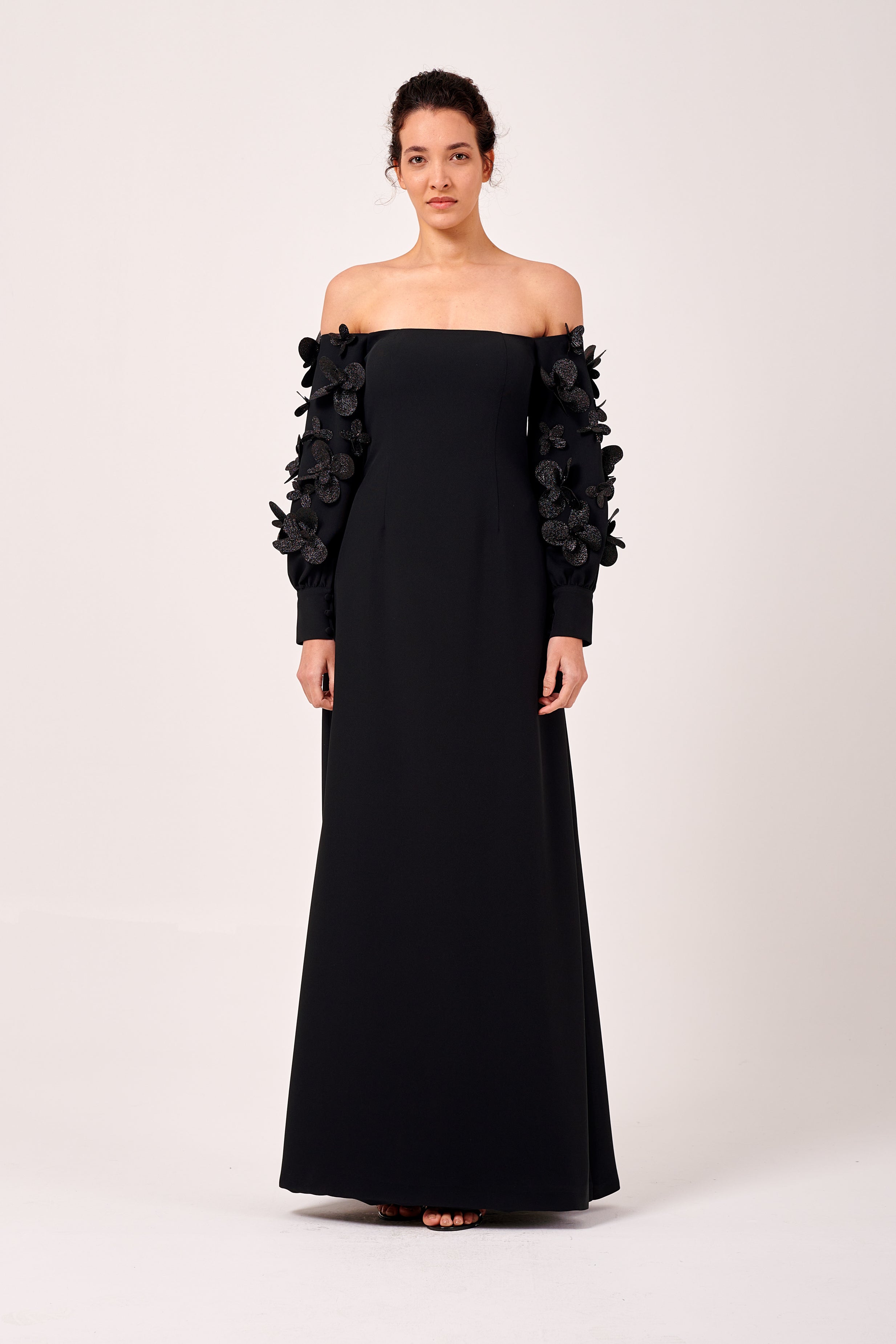 Floral Long Sleeve Off The Shoulder Neckline Maxi Gown John Paul Ataker Floral Long Sleeve Off The Shoulder Neckline Maxi Gown John Paul Ataker