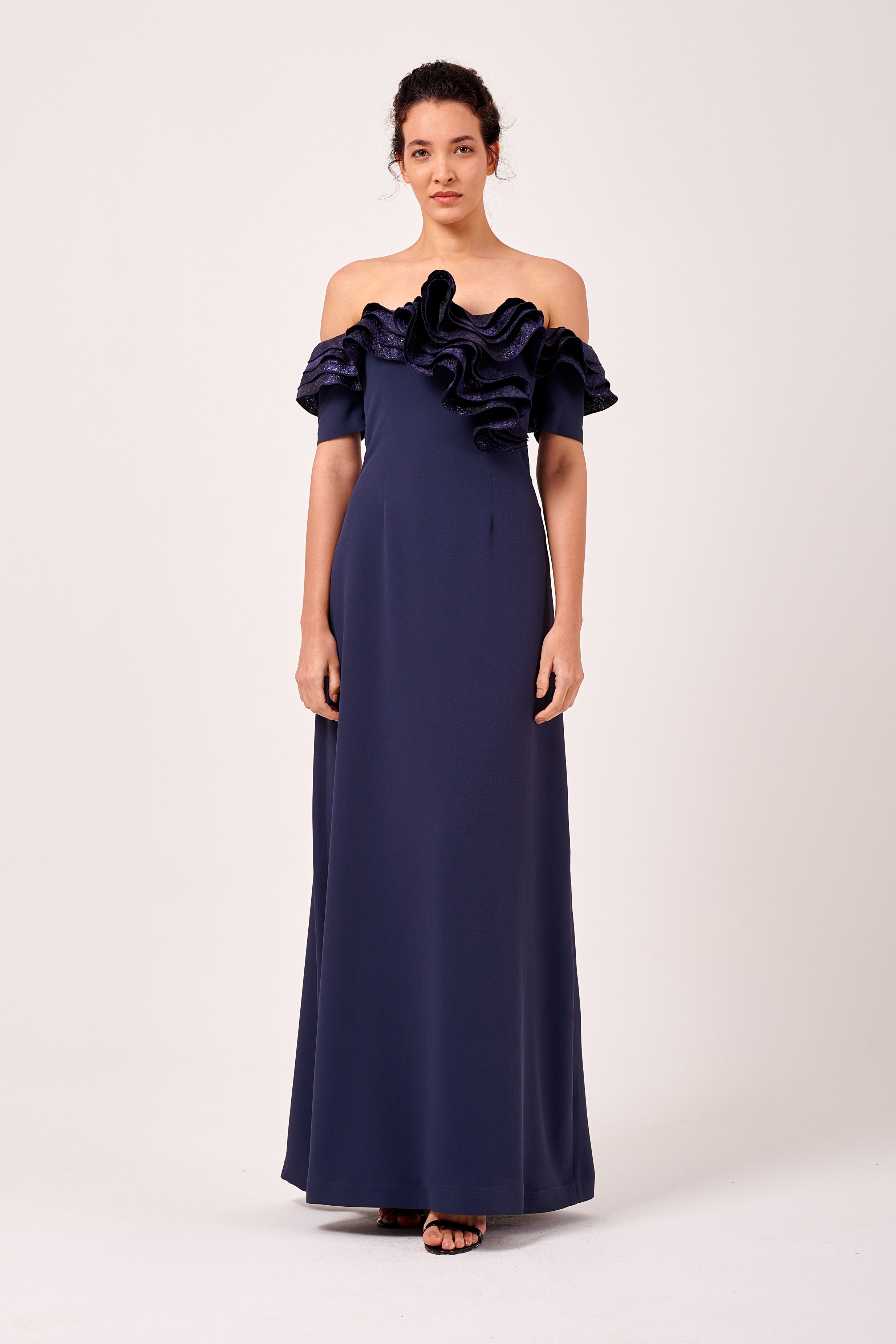 Layered Ruffled Shoulder Short Sleeve Long Dress John Paul Ataker Layered Ruffled Shoulder Short Sleeve Long Dress John Paul Ataker