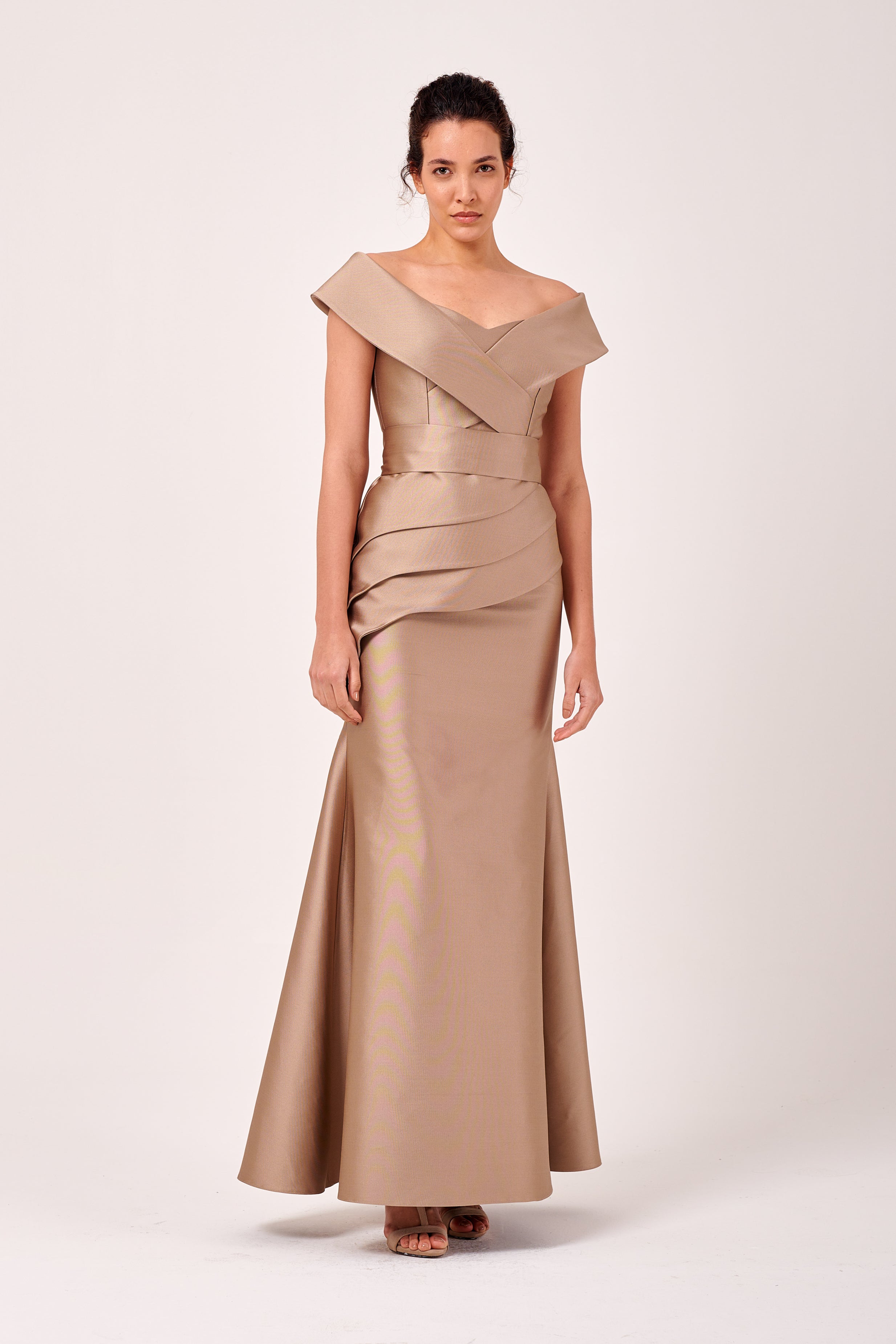 Portrait Collar Pleated Long Mermaid Dress John Paul Ataker Portrait Collar Pleated Long Mermaid Dress John Paul Ataker