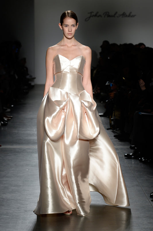 Bow Detailed Taffeta Gown