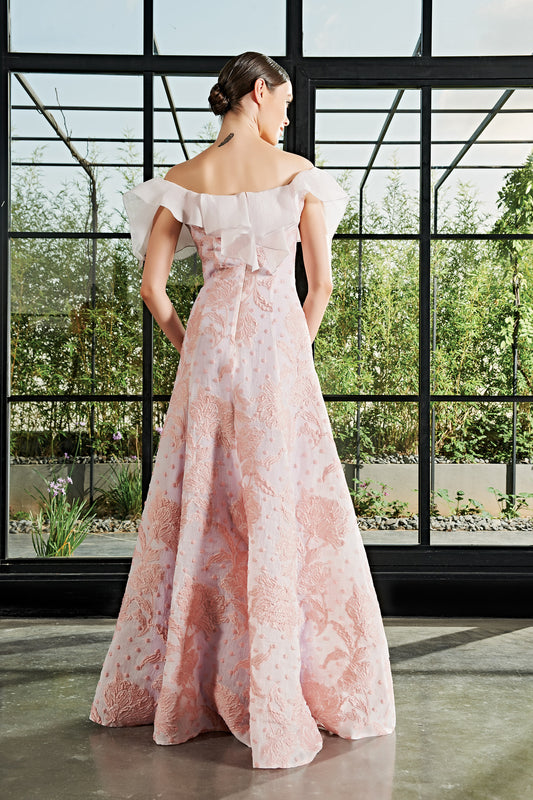 Soft Organza Ruffle Detailed Fil-Coupe Long Dress