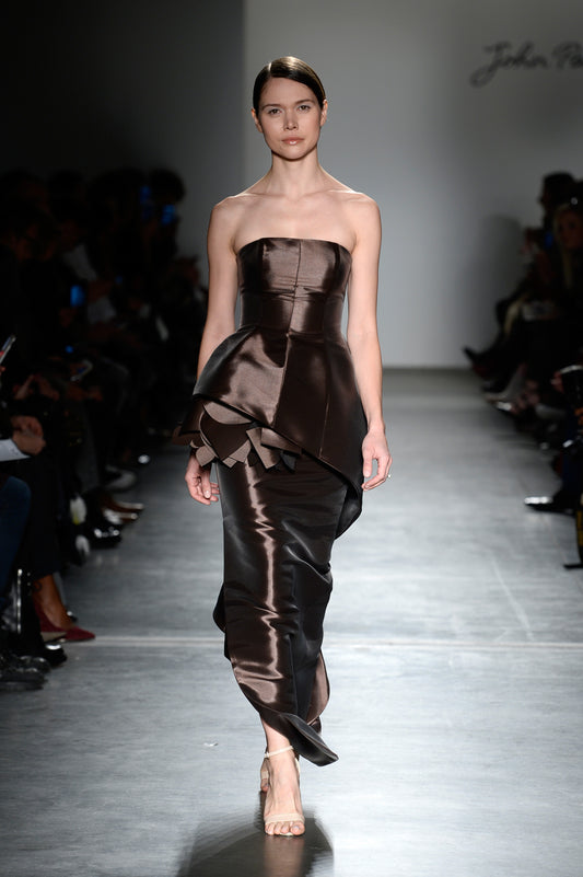 Laser-Cut Flower Detailed Taffeta Dress