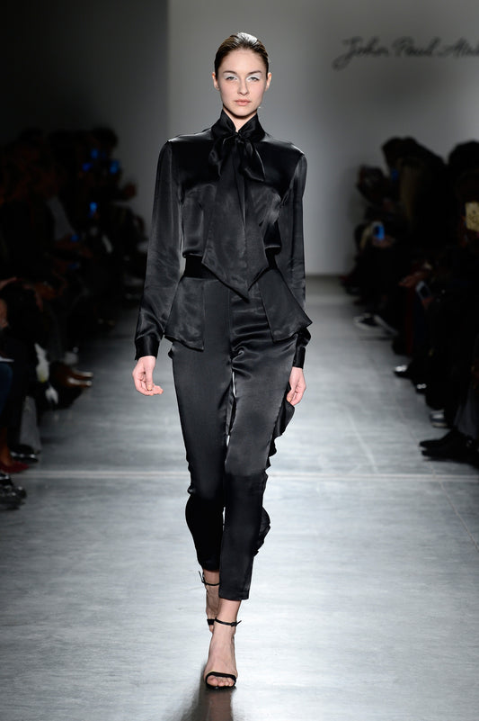 Tie-Up Satin Shirt and Ruffled Satin Pant