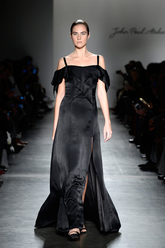 Ruffle Detailed Vicose Satin Dress