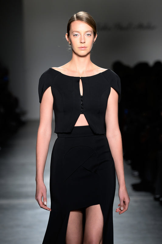 Cut-Out Detailed Top and High-Low Skirt