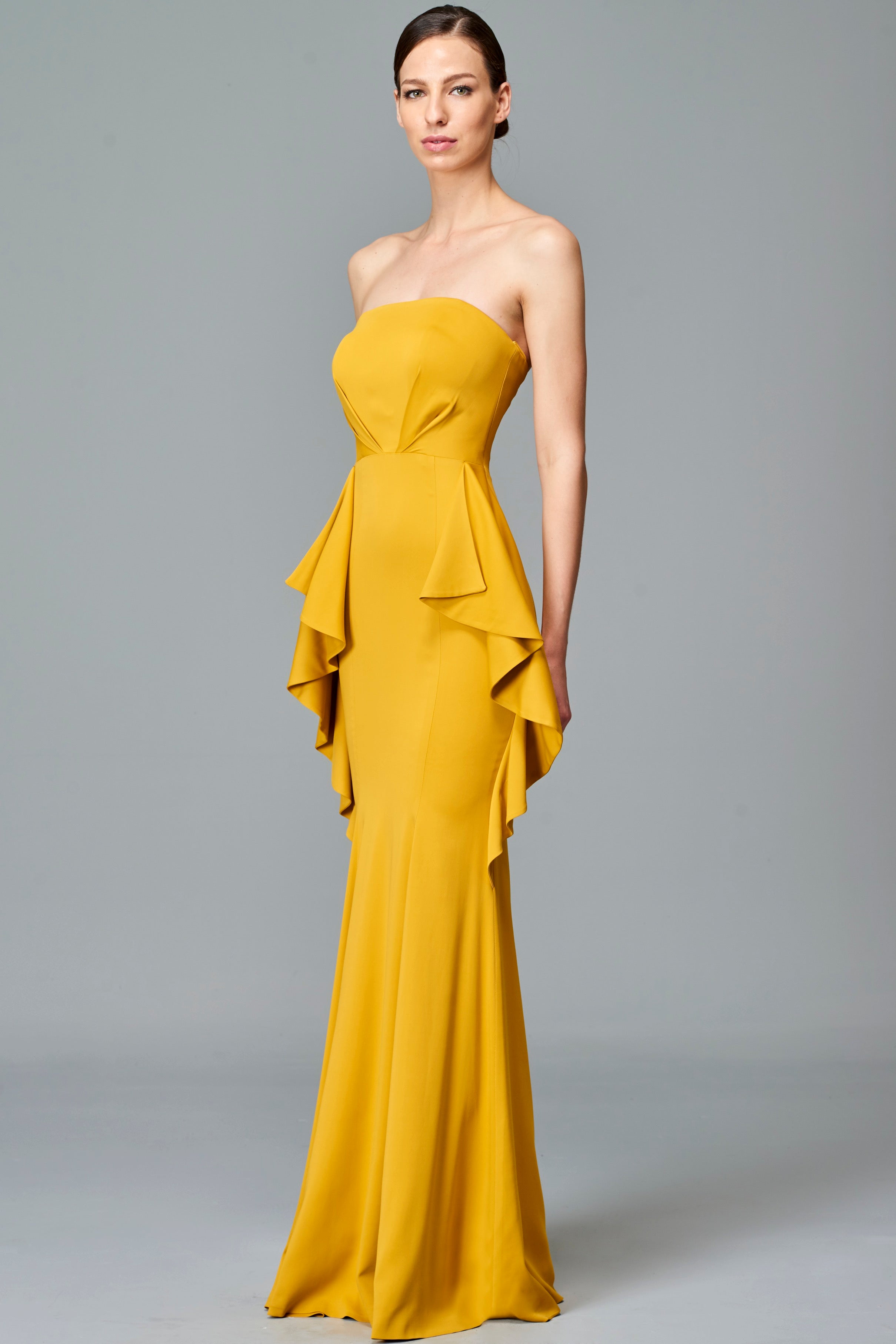 Side Ruffle Detailed double Viscose Long Dress John Paul Ataker Side Ruffle Detailed double Viscose Long Dress John Paul Ataker