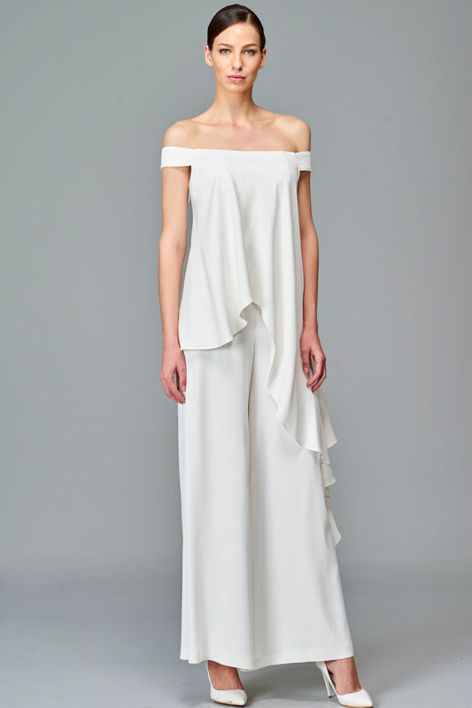 Off Shoulder Double Viscose Jumpsuit