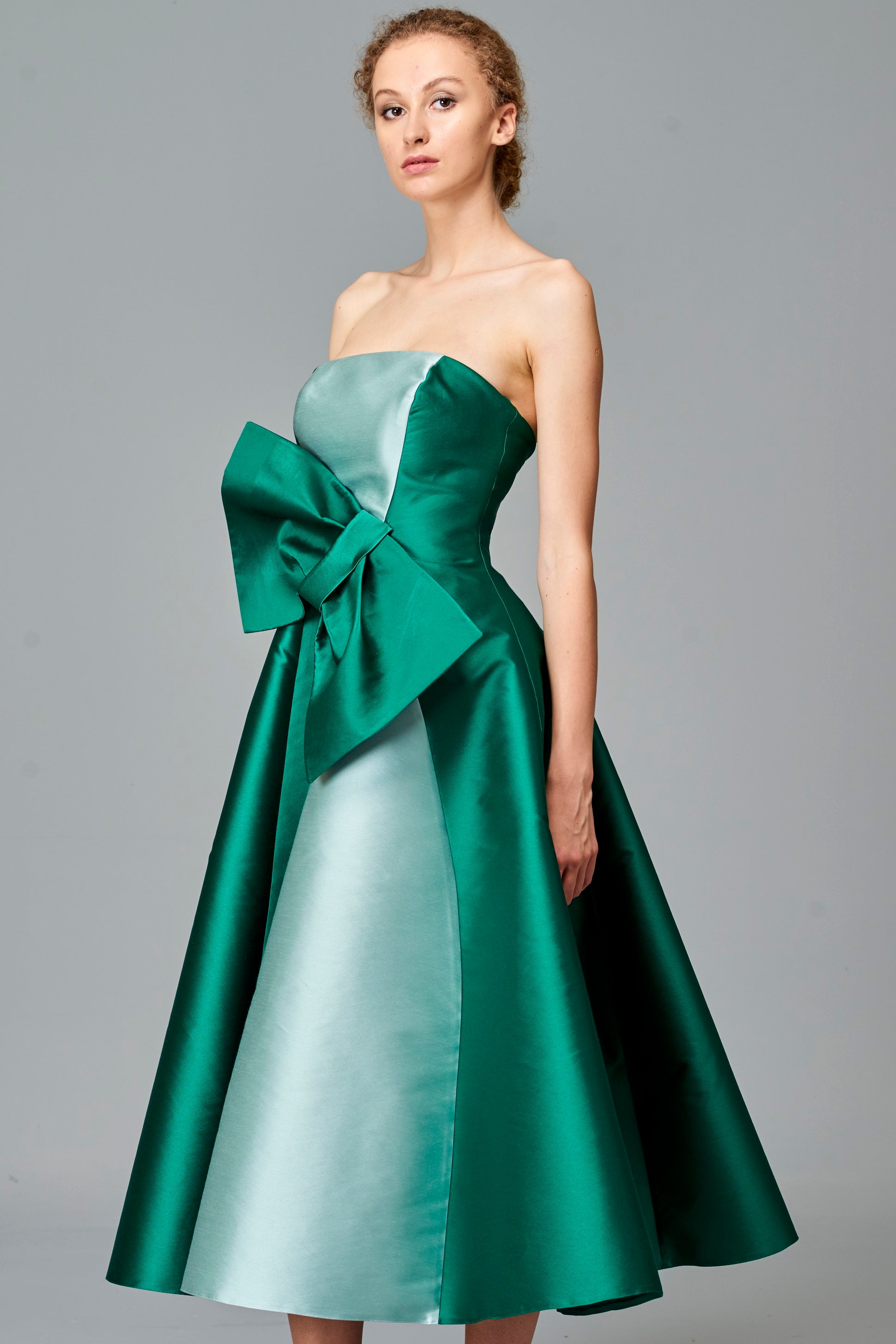 Two-Toned Taffeta Gown with Bow Detail John Paul Ataker Two-Toned Taffeta Gown with Bow Detail John Paul Ataker