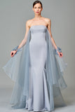 Strapless Dress with Organza Sleeves