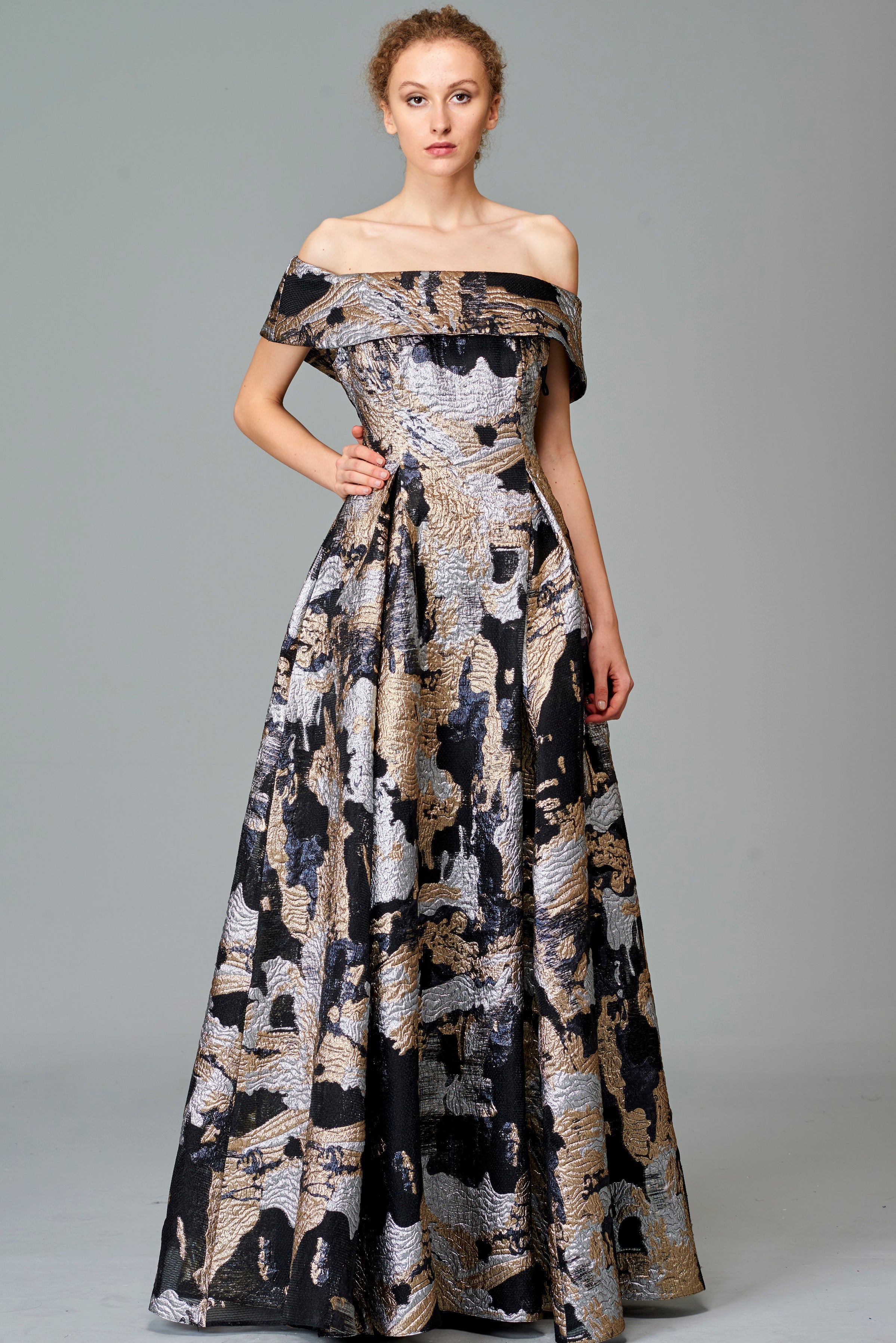 Off-Shoulder Jacquard Long Dress John Paul Ataker Off-Shoulder Jacquard Long Dress John Paul Ataker